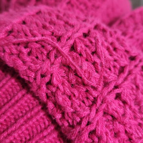 Vintage Cacharel Chunky Sweater Pink Pullover Slouchy Cable Knit Crewneck XL - Picture 9 of 16